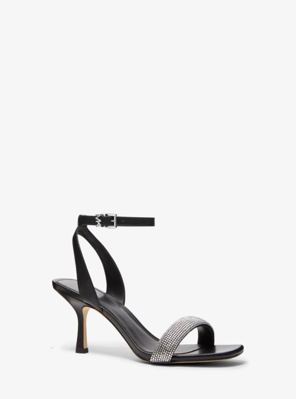 Damske Sandále Michael Kors Carrie Embellished Leather Čierne - Topanky Michael Kors Outlet | XMKES-6083